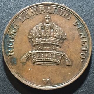 Old Foreign World Coin: 1822 - M Italian States Lombardy - Venetia 3 Centesimi