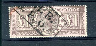 Gb 1884 £1 Brown - Lilac (sg 185) Repair At Base (bo920)