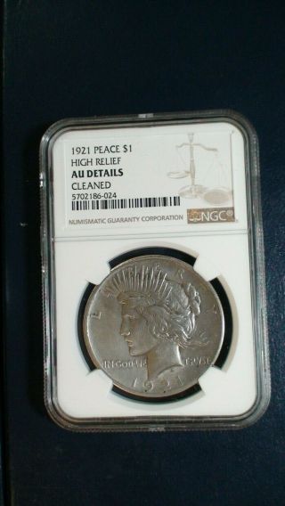1921 Peace Silver Dollar Ngc About Unc High Relief $1 Coin Starts At 99 Cents