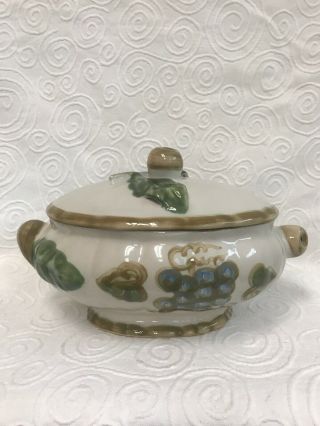 Vintage John B Taylor Soup Tureen With Grapes Louisville Stoneware Ky
