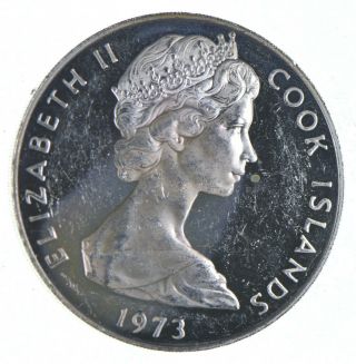 Silver - World Coin - 1973 Cook Islands 2 Dollars - World Silver Coin 702