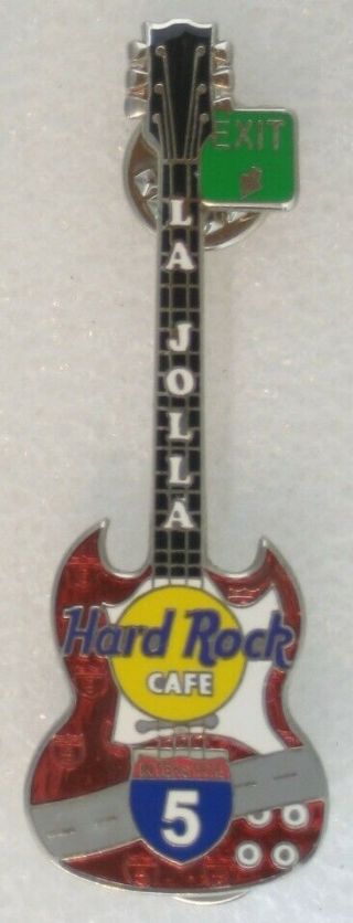 Hard Rock Cafe Pin La Jolla I 5 Guitar - Red Guitar With Part Interstate