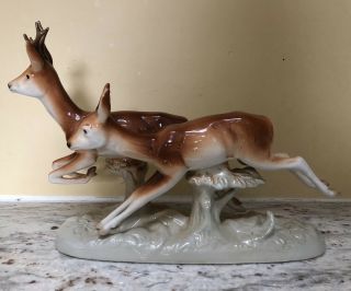 Royal Dux Stag Deer Running Sculpture Figurine Czechoslovakia 12 " Porcelain