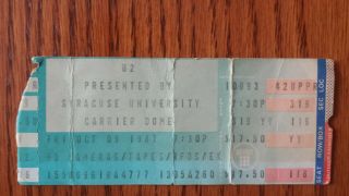 1987 U2 Ticket Stub - Joshua Tree Tour Syracuse Carrier Dome