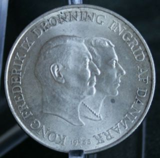 Denmark 2 Kroner 1953,  Bu.  800 Silver,  Fight Against Tb In Greenland