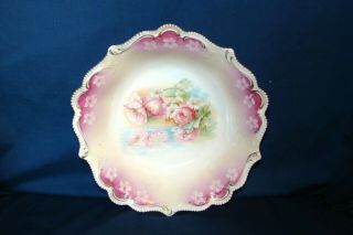 R.  S.  Prussia Master Berry Bowl W/ Roses,  Poppies & Daisies