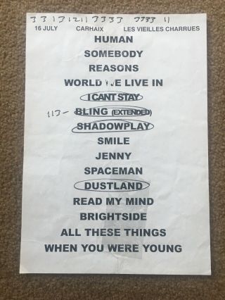 The Killers Setlist Day & Age Tour July 16,  2009 Carhaix