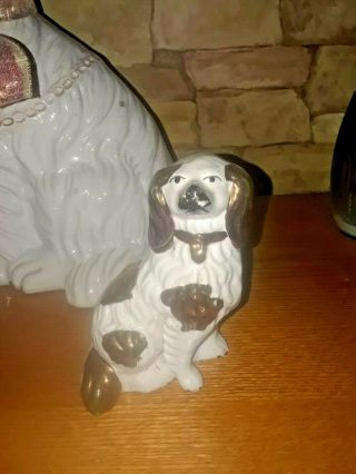 Antique 8” Staffordshire Dog King Charles Spaniel Figurine