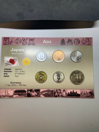 Japan Set 6 Coins 1 5 10 50 100 500 Yen Random Year Unc