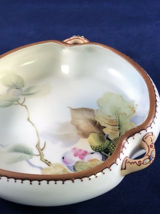 Antique Nippon Hand Painted Moriage Gilt Jeweled Rare Serving Bowl Early 1900 ' s 2