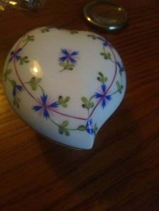Vtg Herend Hungary Porcelain Trinket Box Handpainted Heart Shaped