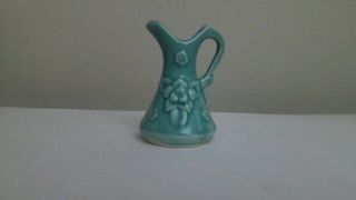 Shawnee Pottery Miniature Turquoise Pitcher Marked U.  S.  A