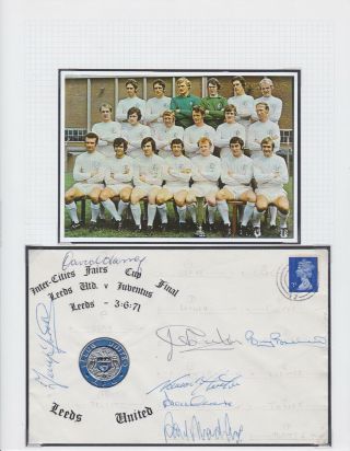Leeds United Fc Fairs Cup V Juventus 1971 Match Day Cover Signed 7 Billy Bremner