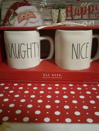 Rae Dunn Naughty And Holiday Mug Set Christmas Farmhouse.  Cute Gift