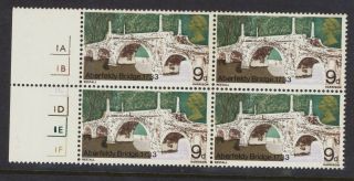 1968 9d British Bridges Cylinder Block Error - Weak Print / Wrong Colour