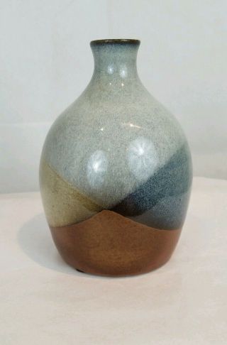 Pottery Craft USA Robert Maxwell Style Vase,  Brown Blue White,  6 