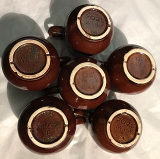 Set Of 6 McCoy Pottery Brown Drip Glaze Mugs Coffee Cups 7025 Vintage USA 2