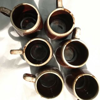 Set Of 6 McCoy Pottery Brown Drip Glaze Mugs Coffee Cups 7025 Vintage USA 3