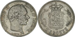Denmark: 2 Kroner Silver 1875 F - Vf