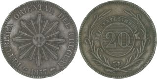 Uruguay: 20 Centesimos Bronze 1857 D (lyon) Vf