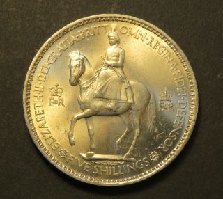 1953 Great Britain 5 Shillings Coin Queen Elizabeth Ii Coronation Uk English