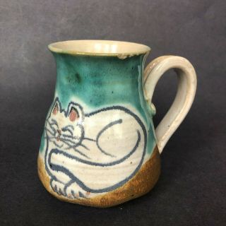 Handmade Cat Mug With Handle/ Hidden Mouse/ Peak A Boo Stoneware/ Funny Coffee