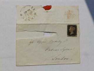 (4452) 1840 Penny Black On Cover,  Red Mx Aug 11 1840 Ilminster Cancel