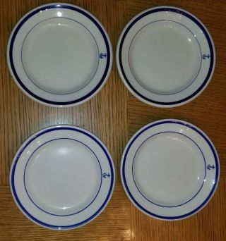 4 Vintage Homer Laughlin China Us Navy Bowl Plate Saucer Dish Anchor Military