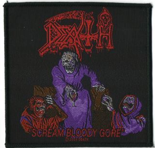 Death " Scream Bloody Gore " Sew On Woven / Printed Patch 4 " X 3 7/8 "