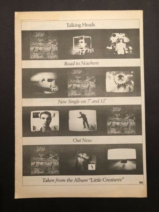 Talking Heads Poster - Sized Trade Ad Promo Cbgbs Byrne Eno 1985 Television Punk