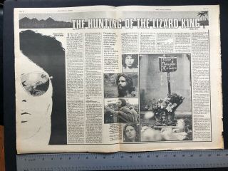 1975 Clippings THE DOORS JIM MORRISON “Hunting Of The Lizard King” 4 Pages 12X16 3