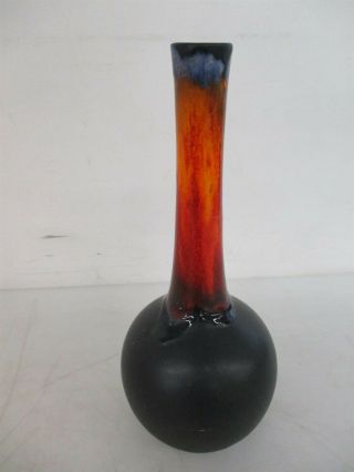 Mid - Century Modern Mcm Royal Haeger Ceramic Bud (onion) Vase Black Red Orange