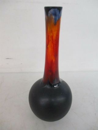 Mid - Century Modern MCM Royal Haeger Ceramic Bud (Onion) Vase Black Red Orange 2