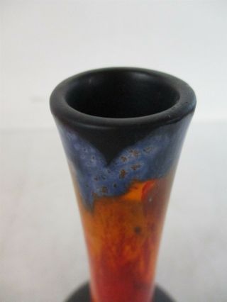 Mid - Century Modern MCM Royal Haeger Ceramic Bud (Onion) Vase Black Red Orange 3