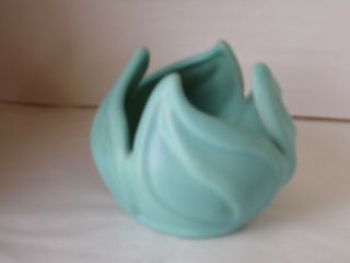 Vintage Signed Van Briggle Ming Blue Turquoise Swirl Tulip Vase,  Older