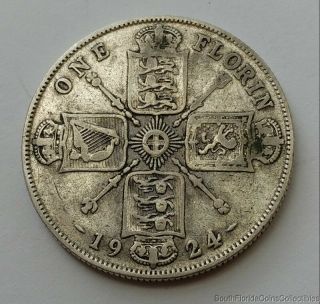 1924 Great Britain.  500 Silver 1 One Florin