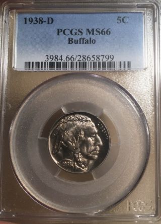 1938 - D Pcgs Ms66 Pq Buffalo Nickel