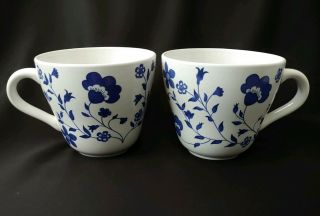 2 Ikea Blue Scandinavian Floral Flower Coffee Tea Cup Mugs 12 Oz