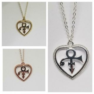 Prince Rogers Nelson Symbol Heart Necklace,  Purple Rain