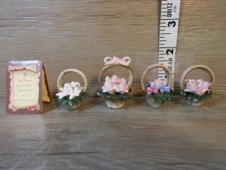 Vintage Miniature Capodimonte Porcelain Flower Baskets Set Of 4