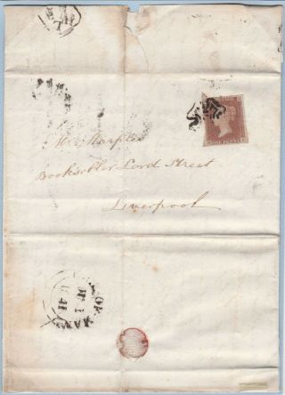 1841 SG7 1d RED BROWN - BLACK PLATE 1b ON VERY RARE EARLY ISLE OF MAN COVER (KB) 2