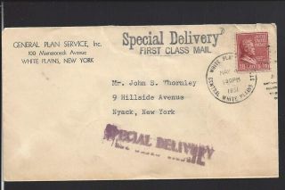 White Plains,  York,  1951 Special Delivery,  Prexy Cover To Nyack,  N.  Y.
