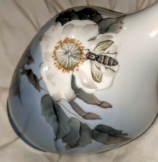 Vintage Signed ROYAL COPENHAGEN Vase - Bee & Flower 1659 43B - 7 1/2 