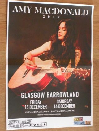 Amy Macdonald Live Music Memorabilia - Glasgow Dec.  2017 Show Concert Gig Poster