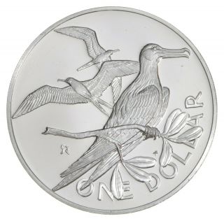 Silver - Huge - 1973 British Virgin Islands One Dollar - World Silver Coin 097
