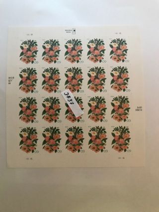 Sheet Scott 3837,  60c Stamp Garden Botanical Sheet Of 20 Mnh Og
