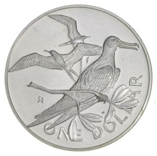 Silver - Huge - 1973 British Virgin Islands One Dollar - World Silver Coin 086