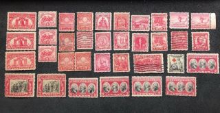 Us Stamps Scott 627 // 717 2 Cent Reds 1927 - 31 35 Issues Mostly Mh Lot 3