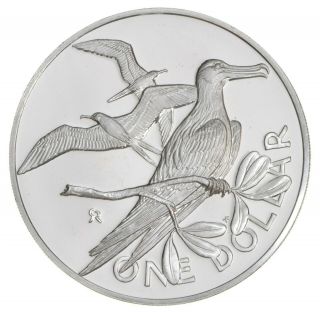 Silver - Huge - 1973 British Virgin Islands One Dollar - World Silver Coin 096