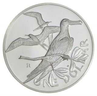 Silver - Huge - 1973 British Virgin Islands One Dollar - World Silver Coin 100